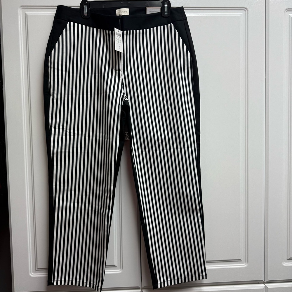 Chico’s Black and White Striped Slacks